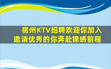 宿州KTV招聘欢迎你加入邀请优秀的你奔赴锦绣前程